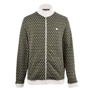 Pretty Green Heren Geometrisch Ritskraag Trainingsjack (Groen)