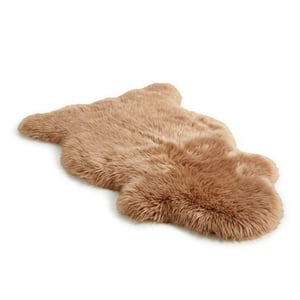 Echte Toffee Brown Sheepskin Natuurlijke Zijdezachte, Zachte, Pluizige Echte Wollen Tapijt