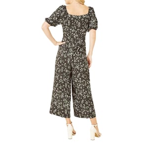 Mela London Dames-jumpsuit met hartvormige halslijn en bloemmotief (Zwart)