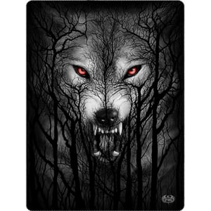 Spiral Boswolf Fleece Dubbelzijdige Deken (Zwart)