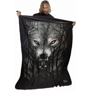 Spiral Boswolf Fleece Dubbelzijdige Deken (Zwart)