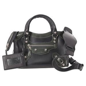 Balenciaga Holiday Mini City Giant Studs tas in zwart kalfsleer