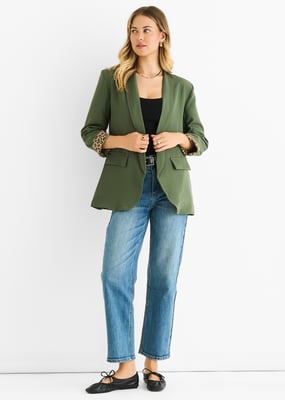 Contrasterende blazer van rand tot rand