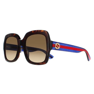 Gucci zonnebril GG0036SN 004 Havana Glitter Blue en Red Brown Gradiënt