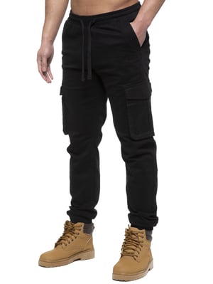 Enzo | Heren Cargo Jogger Jeans - Zwart