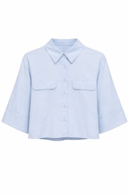 Korte Mouw Crop Poplin Shirt