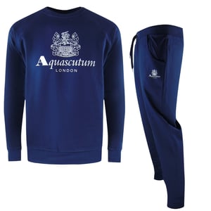 Aquascutum Old School Crewneck Marineblauwe Trainingsbroekset