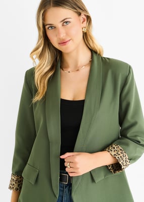 Contrasterende blazer van rand tot rand