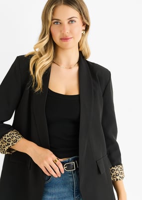 Contrasterende blazer van rand tot rand