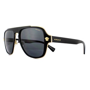 Versace Aviator Heren Zwarte Grijze Polaroid Zonnebril