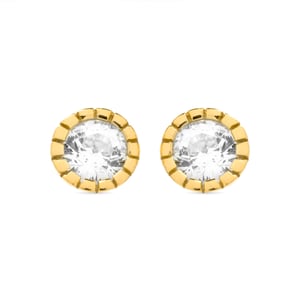Luxenter oorbellen, 925 sterling zilveren naadim en glanzende 18K vergulde zirkonia afwerking