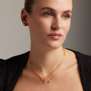 Luxenter Sterling Zilver 925 collier met Veelkleurige Zirkonia afgewerkt in 18K geel goud - Alfabet