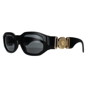 Versace Rechte Unisex Zwarte Donkergrijze Zonnebril
