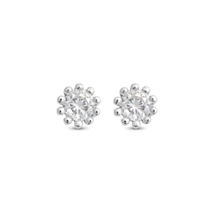Luxenter oorbellen, 925 sterling zilver met schelp en glanzende zirkonia, gerhodineerd afgewerkt