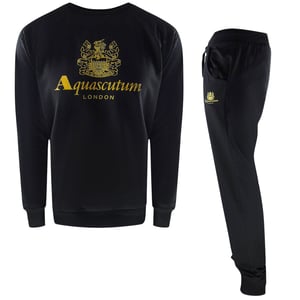 Aquascutum Old School Crewneck Zwarte Trainingsbroekset