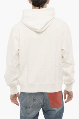 Effen hoodie met contrasterend logo in wit
