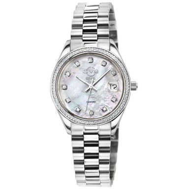 GV2 Women's Turin Diamond Swiss Quartz Stainless Steel Watch