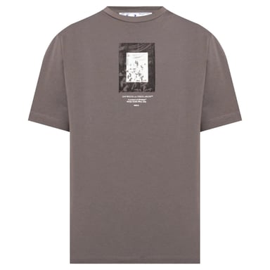 Gebroken witte verfspiegellogo slim-fit grijs T-shirt