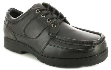 Nieuwe heren/heren zwarte mocassin-stijl schoenen met 4 veterogen.