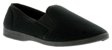 Nieuwe heren/heren zwarte fleece bovenste twin slippers.