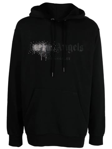 Palm Angel hoodie met strasslogoprint in zwart