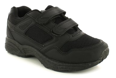 Nieuwe jongens/kinderen synthetisch leer zwarte schoolsneakers voor pe