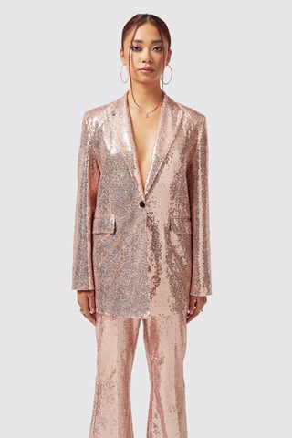 Caladium Slim Fit Pink Sequin Jacket