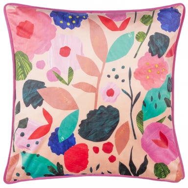 Kate Merritt Floral Collage Piped Velvet Feather Filled Cushion