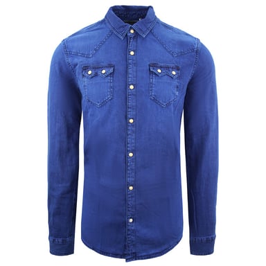 Scotch & Soda Regular Slim Fit Overhemd Lange Mouw Blauw Heren Top