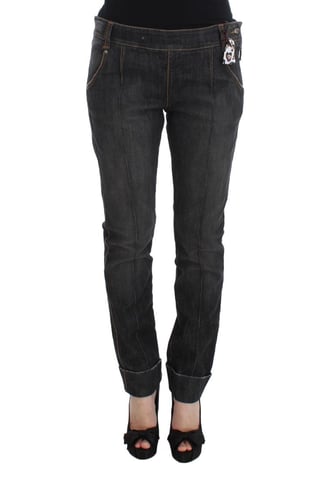 Ermanno Scervino Dames Grijze Katoenen Slim Fit Denim Jeans