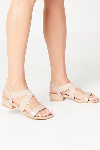 Sydney Elastic Cross Strap Low Heel Sandals