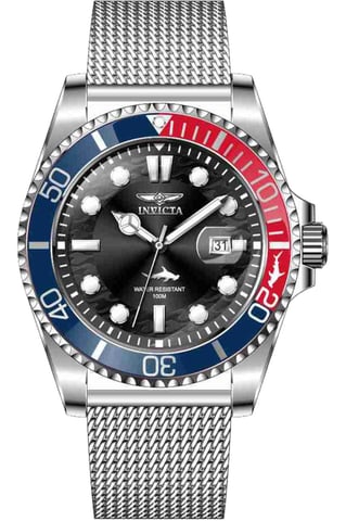 Invicta Pro Diver 47176 Heren Horloge - Quartz Uurwerk - Roestvrij Staal met zwarte Wijzerplaat - 43mm