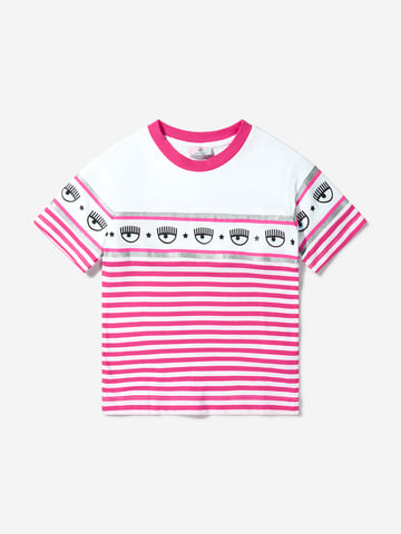 Chiara Ferragni Girls Cotton Jersey Striped Logo T-Shirt
