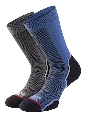 1000 Mile - 2 Pack Heren Trek Enkele Laag Ademend Wandelsokken - Navy / Antraciet