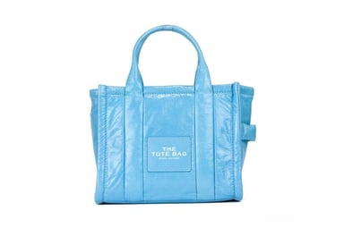 Glanzende Crinkle Mini Tote Air Blauwe Lederen Crossbody Handtas