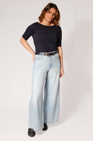 Denim High Rise Palazzo Jeans