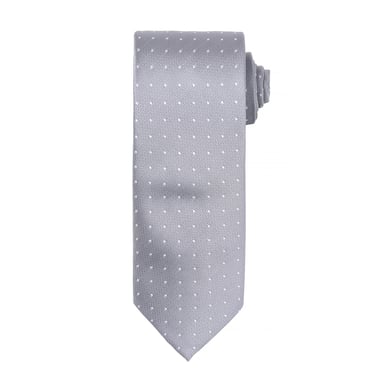 Premier Heren Micro Dot Pattern Formele Work Tie (Zilver/ Wit)