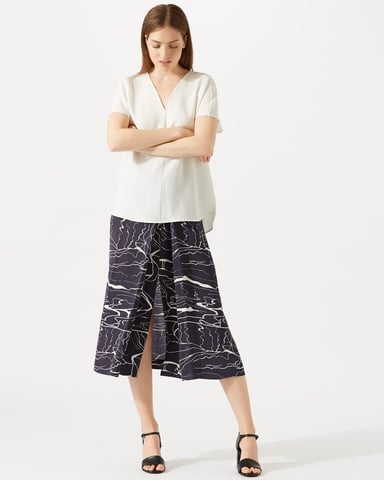 Waterpool Pleat Front Midi Skirt