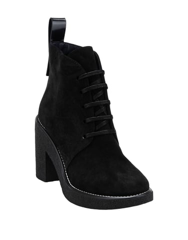 Jil Sander Navy Black Calf Leather Lace Up Ankle Boots