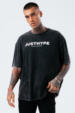 Hype Black Vintage Oversized Jh Men'S T-Shirt