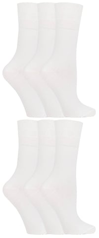 Gentle Grip - 6 paar diabetische damessokken - Wit
