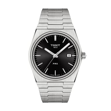 Tissot - PRX Rvs Horloge met Zwarte Wijzerplaat voor Heren met Bracelet