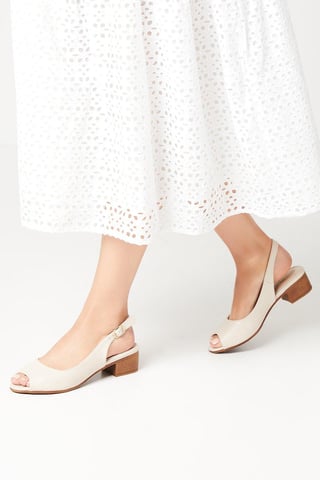Cassie Peeptoe Slingback Low Block Heeled Sandals
