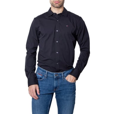 Tommy Jeans Overhemden Slim Fit Stretch Zwart