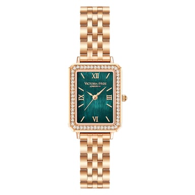 Victoria Hyde Westminster Rose Goud Groen Diamant Detail Dameshorloge