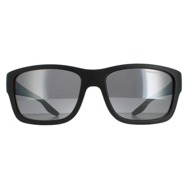 Prada sport zonnebril ps01ws ufk07h grijs rubber donker grijs zilveren spiegel gepolariseerd