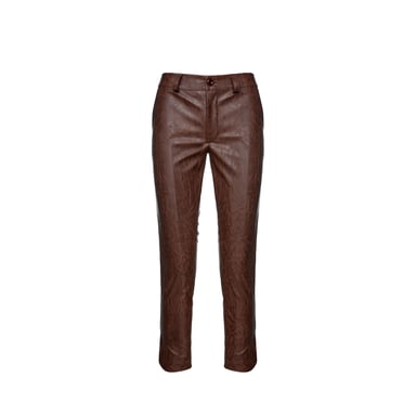 Chocoladebruin Faux Moiré Leer 7/8 Broek