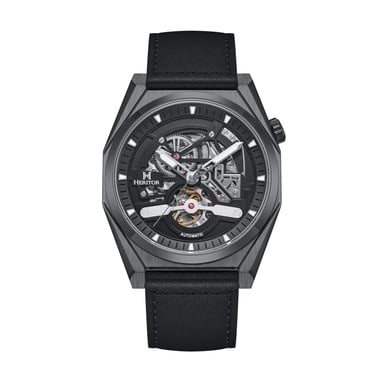Heritor Automatic Amadeus semi-skelet lederen bandhorloge