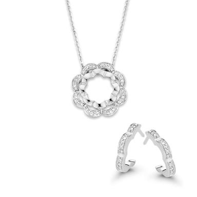 Orphelia 'Onyx' Vrouwen 925 Sterling Zilveren Set: Ketting-Hanger + Oorbellen - Zilver SET-7127