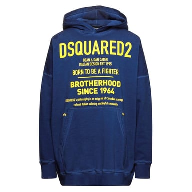 Dsquared2 Born To Be A Fighter Oversized blauwe hoodie